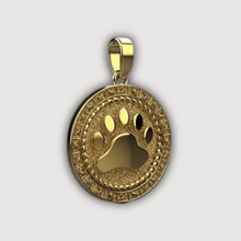  Golden dog paw pendant in 14K solid yellow gold, featuring an animal paw design for pet lovers and jewelry collectors.