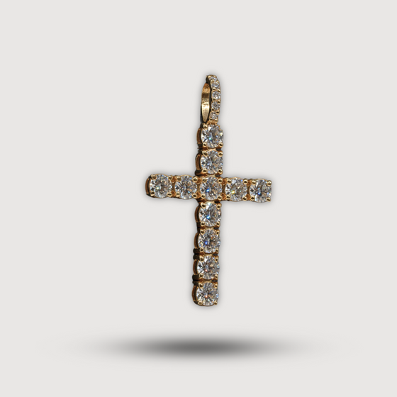 14k Yellow Gold Cross Pendant with Moissanite