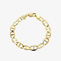The Gold Mariner Bracelet - 3mm is crafted in 14K solid yellow gold with a secure clasp and features a classic nautical chain design.