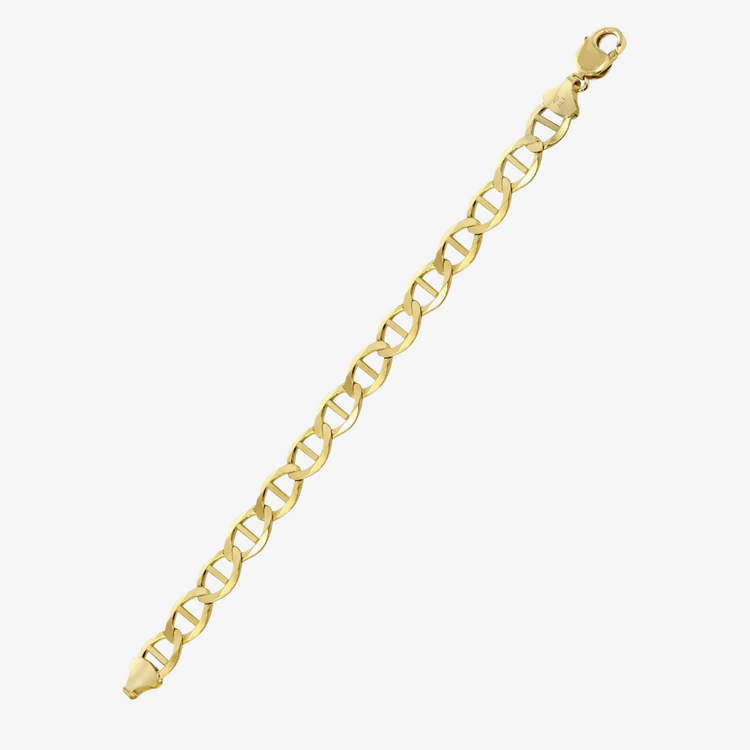 The Gold Mariner Bracelet - 3mm is crafted from solid 14K yellow gold with oval links and a lobster clasp, shown on a white background.