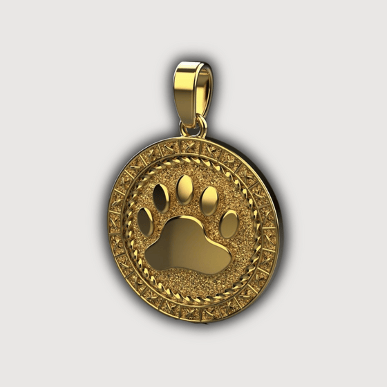 Golden Dog Paw Pendant in 14K Solid Yellow Gold, elegant accessory for animal lovers, unique charm for necklace collections.