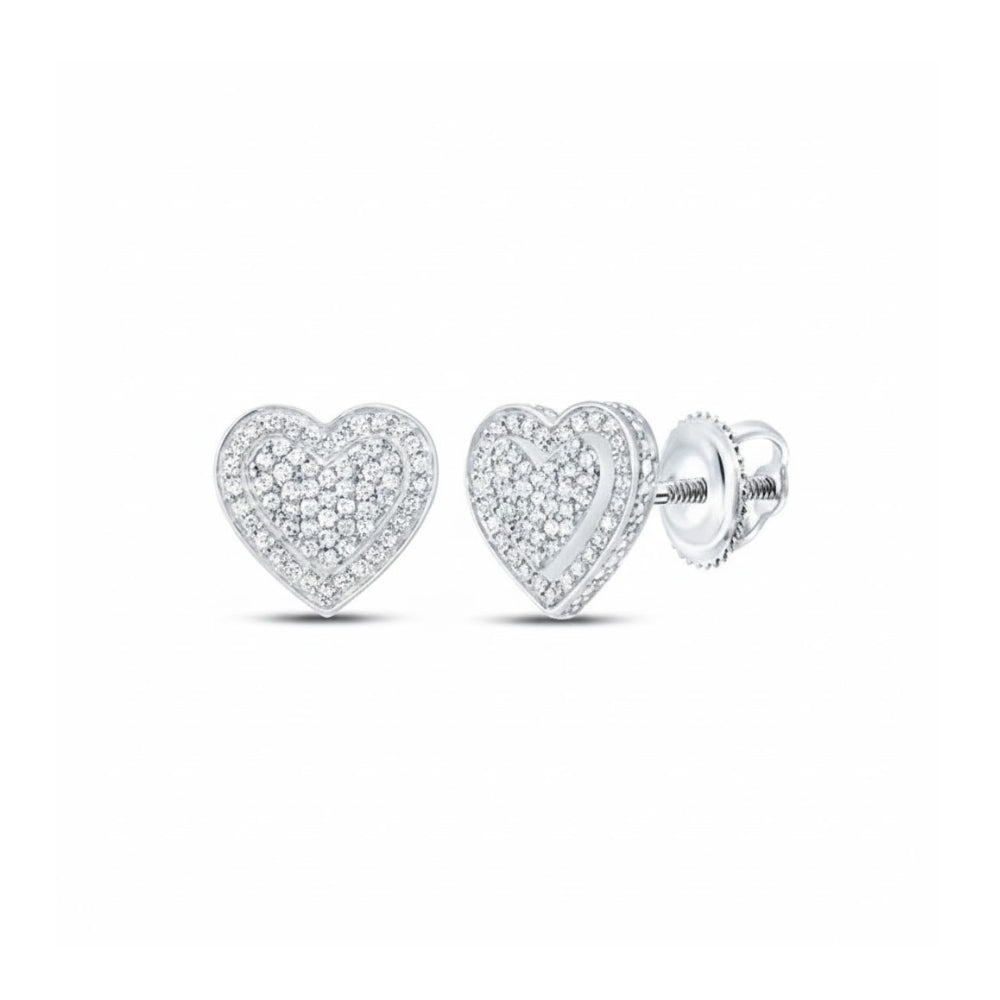 1/2CTW Diamond Heart Earrings in 10K Gold