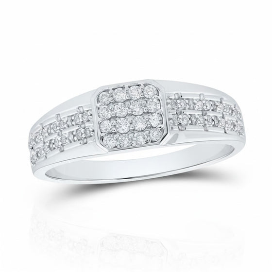 10K White Gold Diamond Square Ring 1/3 Cttw