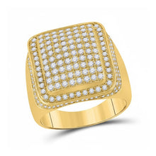  10k Gold Round Diamond Rectangle Cluster Ring 2 Cttw