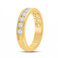 The 14k Gold Diamond Wedding Band 1 Cttw features five round, clear diamonds in a single row on a gold band, shown on a white background.