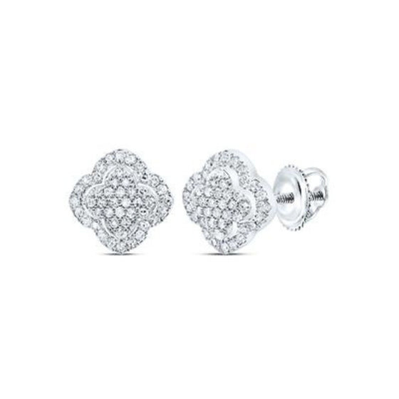 Pendientes de trébol de diamantes de 1/5 quilates en oro amarillo y blanco de 10 quilates