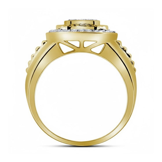 10k Gold Diamond Square Frame Cluster Ring 3/4 Cttw