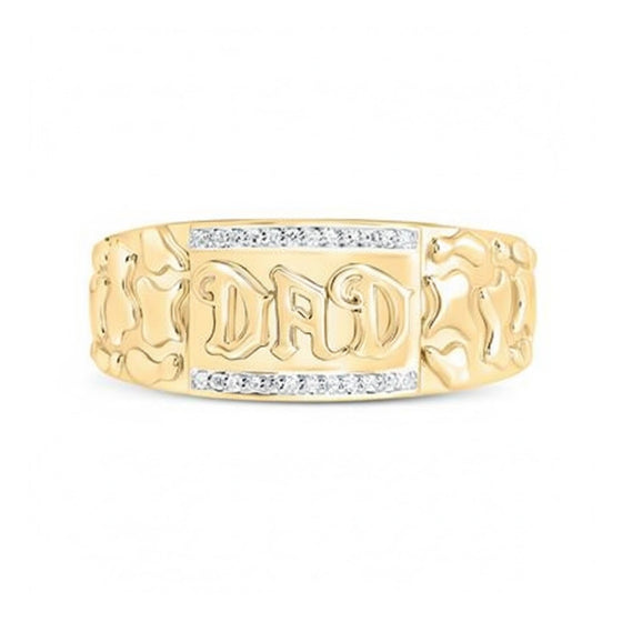 10k Gold Dad Men's Ring with Natural Diamonds