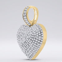 10K Gold Diamond Heart Pendant 3/4 Cttw Charm featuring rows of sparkling natural diamonds and a diamond-studded bail, shown against a plain light gray background.