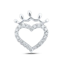 The 10K Gold Diamond Heart Pendant 1/4 Cttw features a heart shape accented with diamonds and a crown-like design, adding timeless sparkle to any look.