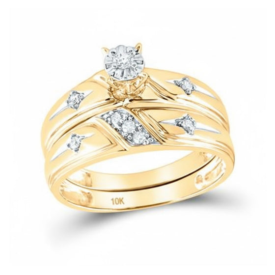 10k Gold Diamond Matching Wedding Ring Set