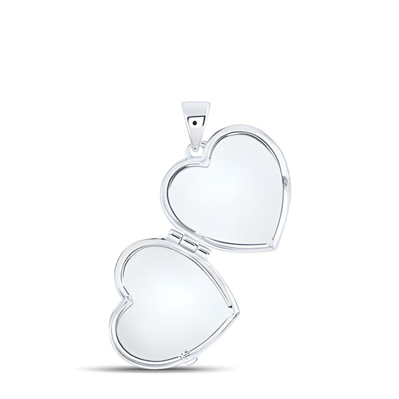 1/20CTW Diamond Gift Heart Locket Pendant- 10k White Gold