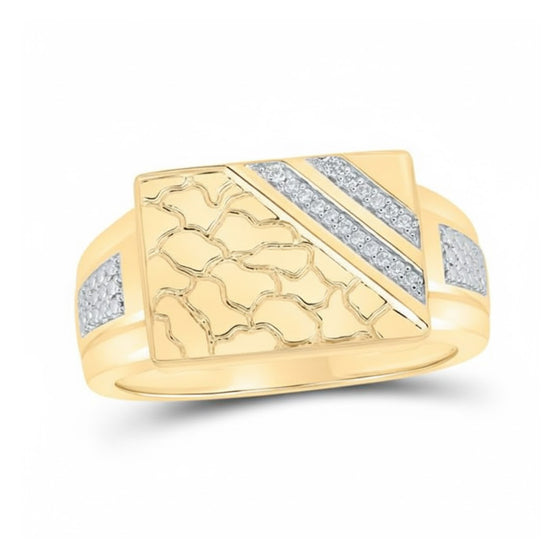 10k Yellow Gold Diamond Nugget Ring 1/20 Cttw