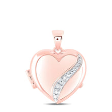  1/20CTW Diamond Gift Heart Locket Pendant- 10k Rose Gold