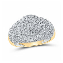  10K Yellow Gold Diamond Circle Cluster Ring 1.75CT