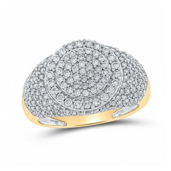 10K Yellow Gold Diamond Circle Cluster Ring 1.75CT