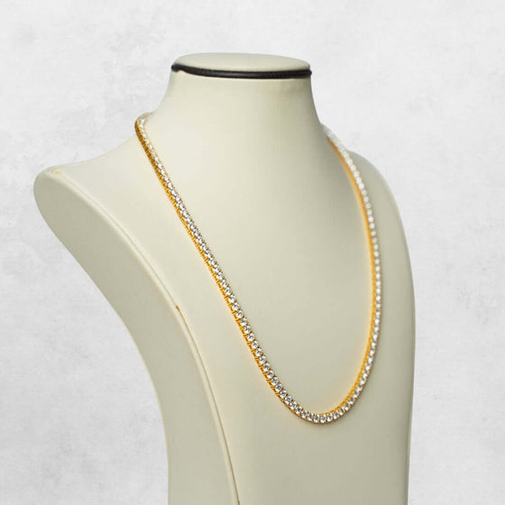 Moissanite Tennis Chain - 3.5MM Stunning 3.5MM moissanite tennis chain in 14k gold (yellow, white, rose). Available in 16"-22". Ready to ship! Experience brilliance and luxury today.