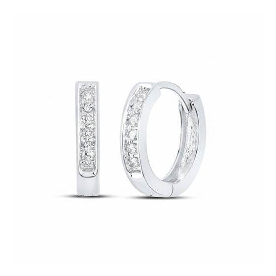 1/8CTW Round Diamond Hoop Channel Earrings - 10K Yellow Gold