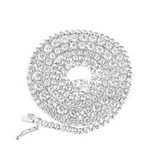 4CTW Round Diamond Studded Tennis Ladies Necklace - 14K White Gold