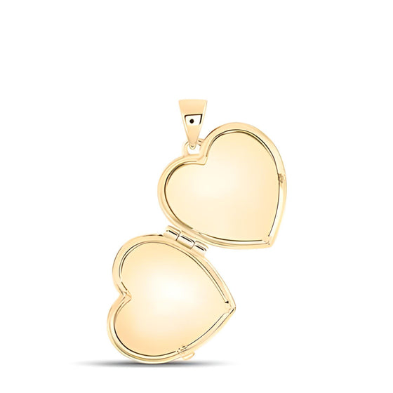 1/20CTW Diamond Gift Heart Locket Pendant- 10k Yellow Gold