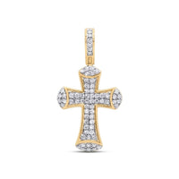 The 3/8CTW Diamond Cross Pendant in 10K Gold features small natural diamonds on the front and bail, displayed against a plain white background.