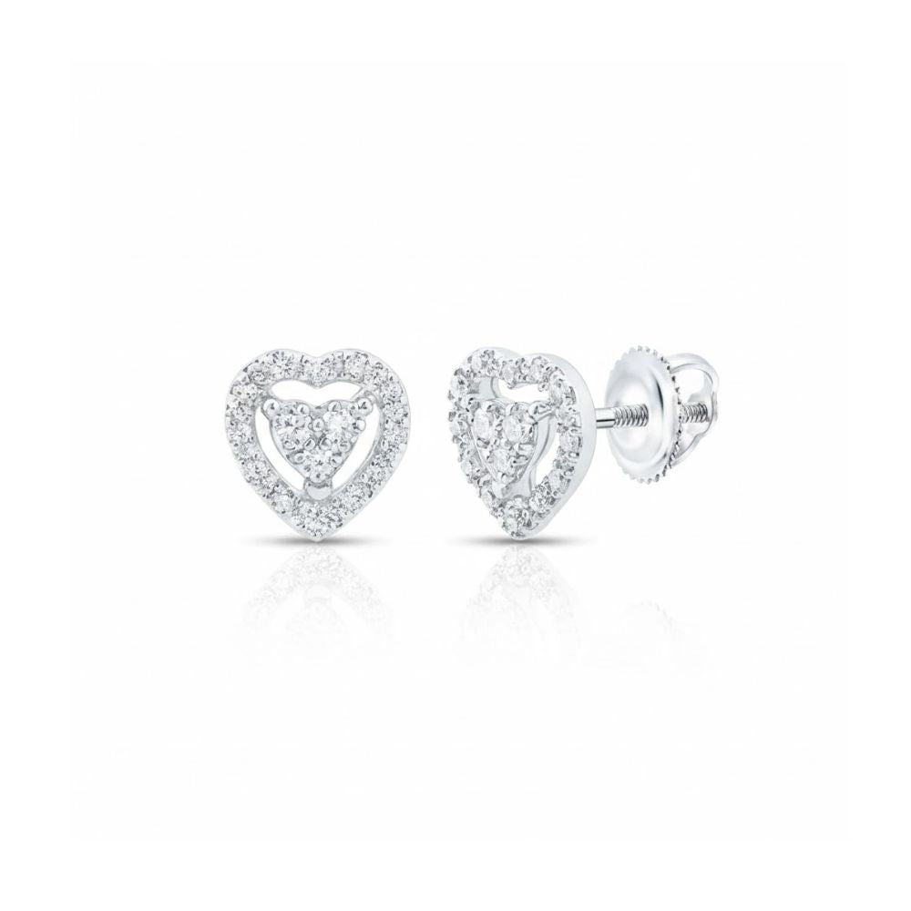 10k Gold Diamond Heart Earrings 1/10 CTW