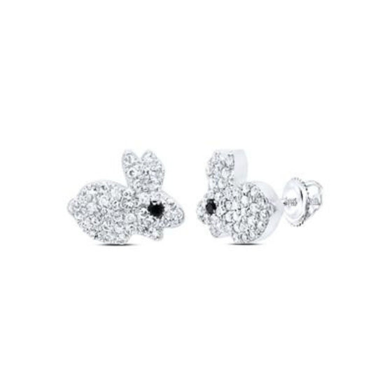 Pendientes de oro de 10 quilates con diamantes negros de 1/4 CTW