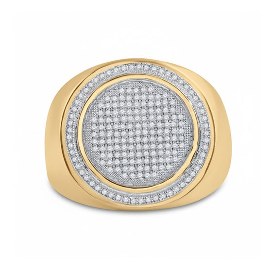 10k Yellow Gold Diamond Circle Frame Cluster Ring