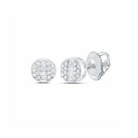 10k Gold Round Diamond Stud Earrings 1/6 Cttw feature a screw-back closure and are displayed on a plain white background.