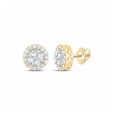  14k Gold Diamond Cluster Earrings 7/8 Cttw