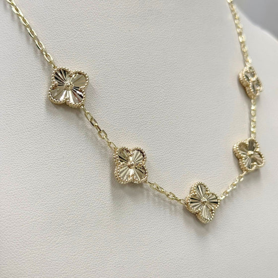 Gold Four Leaf Clover Necklace - 14k Yellow Gold Timeless 14k yellow gold four leaf clover necklace. Symbolize good luck and elegance with this classic pendant. Shop now for a touch of everyday fortune!