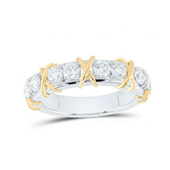 1CTW Diamond Ladies Band in 14k White & Yellow Gold