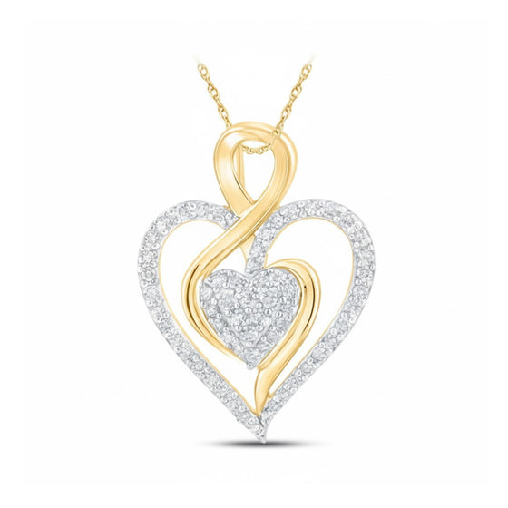 Colgante de corazón de diamantes en oro amarillo de 10 quilates (1/4 CTW)