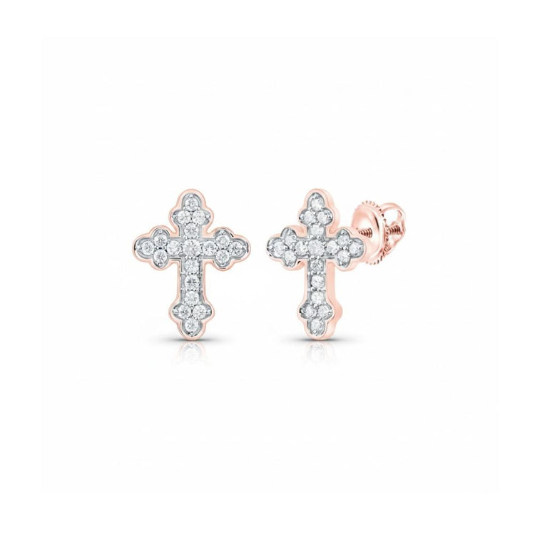 These 10k Gold Diamond Cross Earrings (1/5 Cttw) feature sparkling diamonds set in elegant gold crosses, offering a timeless and stylish touch.