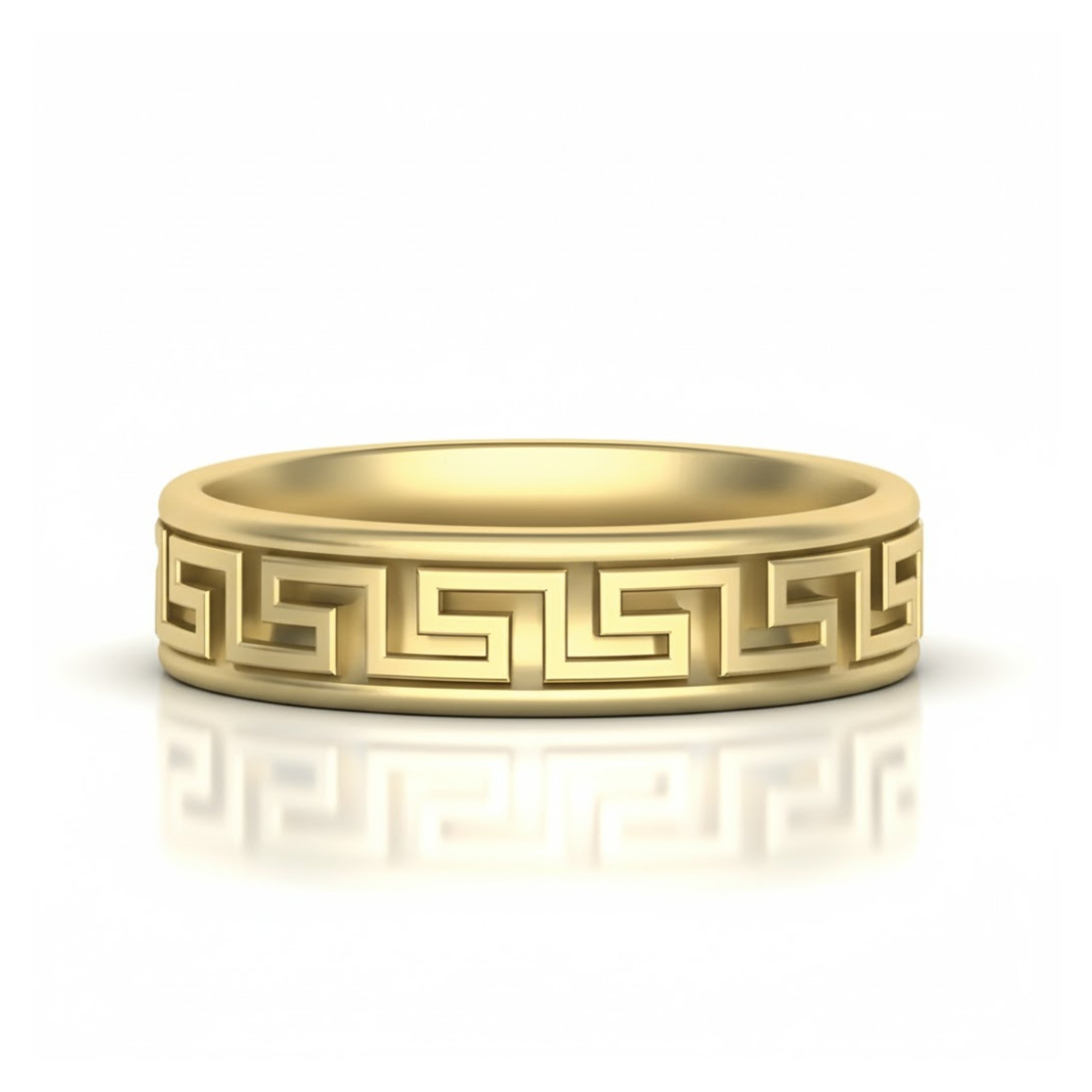 14k Gold Men's Greek Key Band Ring – Timeless Elegance – GOLDZENN