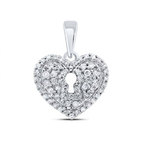 A 3/8 CTW diamond heart pendant crafted in 10K gold, adorned with sparkling stones and a central keyhole design for added elegance.