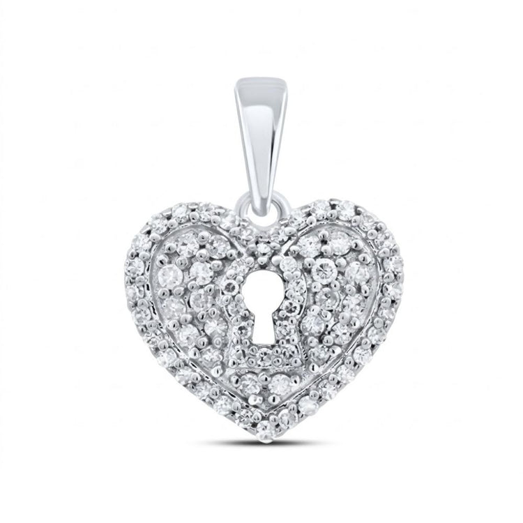 A 3/8 CTW diamond heart pendant crafted in 10K gold, adorned with sparkling stones and a central keyhole design for added elegance.