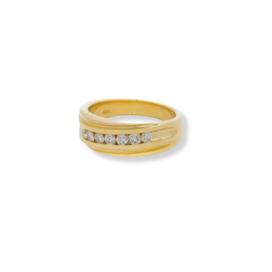 Multi-Stone Diamond Wedding Ring - 14k Yellow GoldDiscover the timeless elegance of the Multi-Stone Diamond Wedding Ring, crafted in 14K yellow gold for men. Perfect for those who appreciate luxury and style.