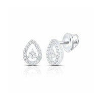 10k Gold Pear Diamond Earrings 1/6 CTW feature natural diamonds in an open center design with screw-back closures, set in white gold and displayed on a white background.