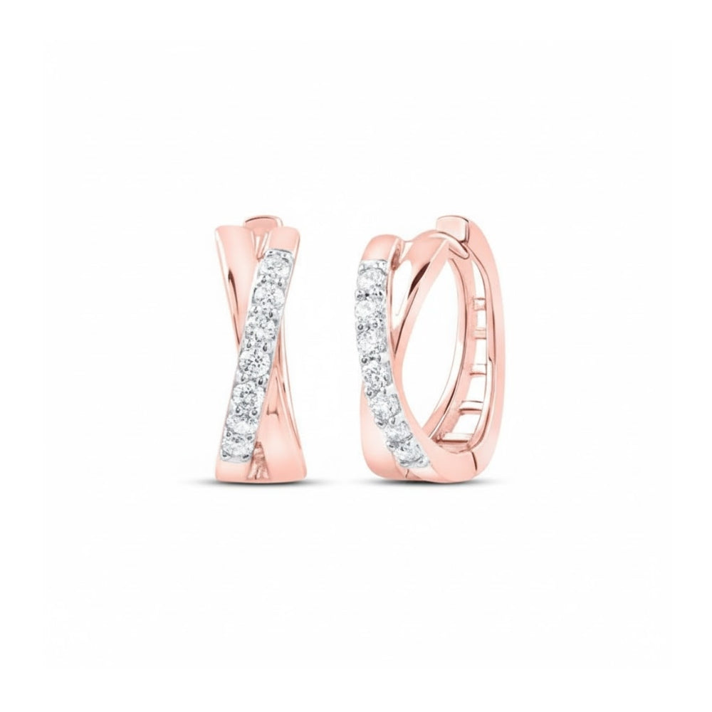 10k Gold Round Diamond Hoop Earrings – 1/6 Cttw