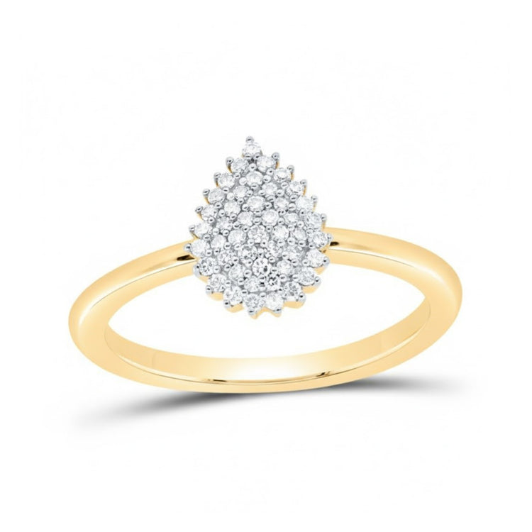 The 10k Yellow Gold 1/6CT Diamond Pear Gift Ring features sparkling diamonds in a beautiful design, making it an ideal diamond gift ring for any special occasion.