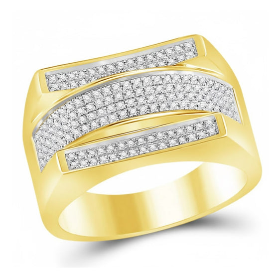 10k Yellow Gold Round Diamond Dome Cluster Ring 1/3 Cttw