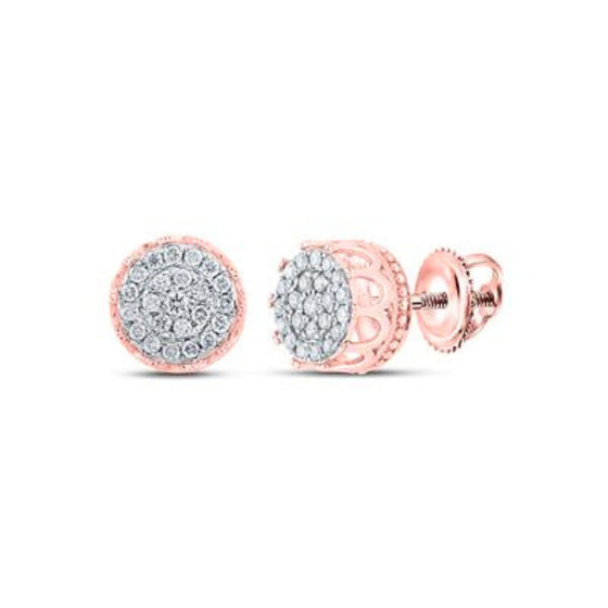Pendientes de oro de 10 quilates con diamantes en racimo de 1/4 quilates