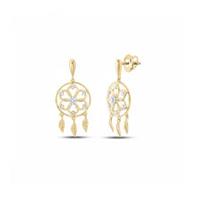  Pendientes atrapasueños con diamantes en oro de 10 quilates (1/10 quilates)