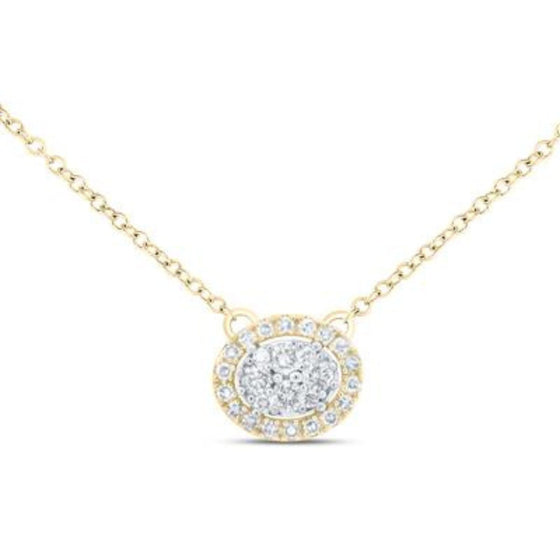 1/4CTW Diamond Fashion Round Shape Ladies Necklace - 18"-  10K Gold