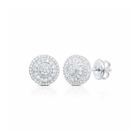 10k Gold Men’s Round Diamond Earrings 5/8 Cttw