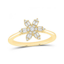  10k Yellow Gold Natural Diamond Flower Ring 1/5 Cttw