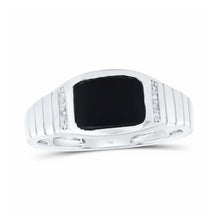  10K White Gold Onyx Black Men’s Ring 1/20 CTTW