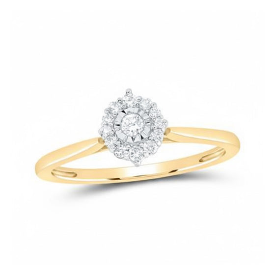 Anillo de compromiso de oro de 10 k con diamantes naturales de 1/6 CTW y CN Gift Promise