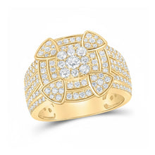  10k Yellow Gold Diamond Cluster Ring 1-5/8 Cttw